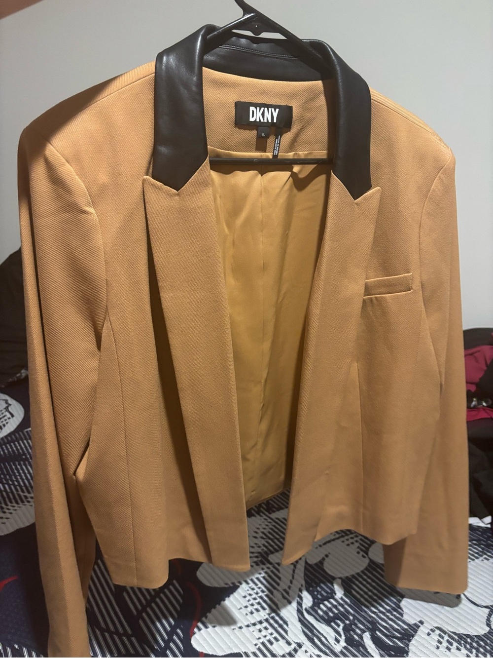 DKNY Tan Blazer with Black Collar